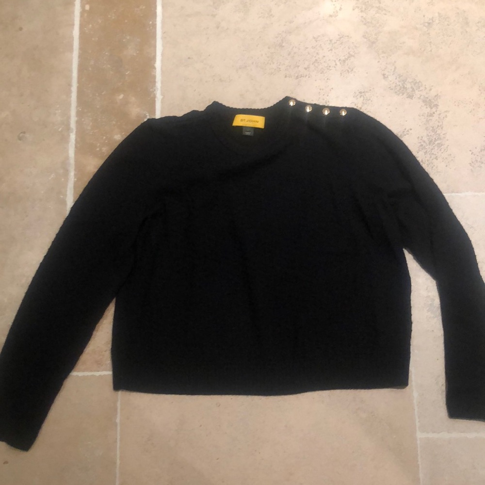 St John black classic wool sweater.  Size large